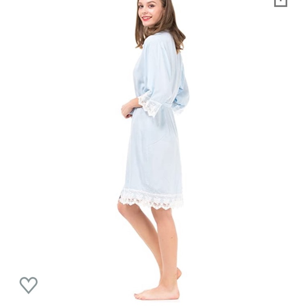 💝 Light Blue Cotton Robe - Picture 3 of 4